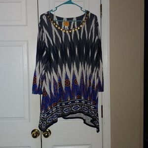 Ruby Rd blu white casual business casual tunic   Sz 2X
